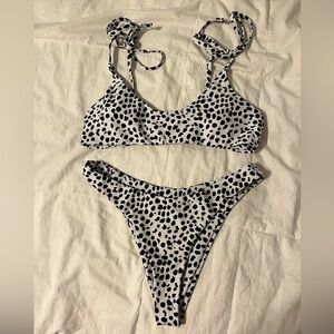 ZAFUL small black and white polka dot bikini with adjustable straps